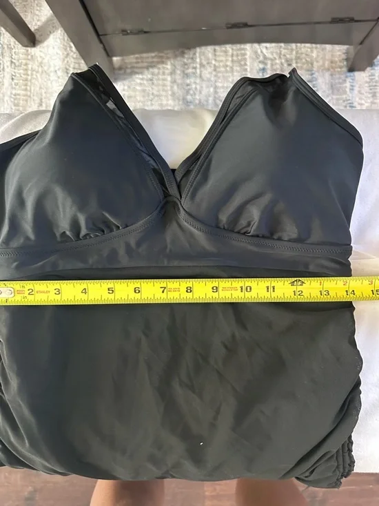 Blooming Jelly Black One Piece Swimsuit L NWT Ruched Tummy Control Skirted - Picture 10 of 15